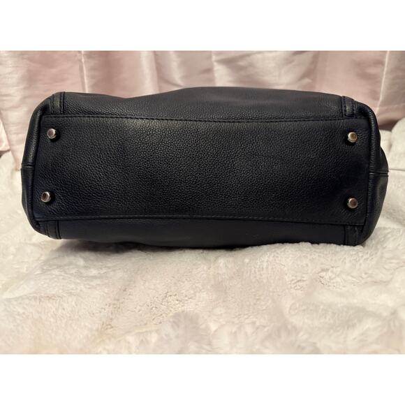 Coach Edie Chain Shoulder Bag Navy Pebbled Leather Turnlock Slouchy Tote - Picture 12 of 12